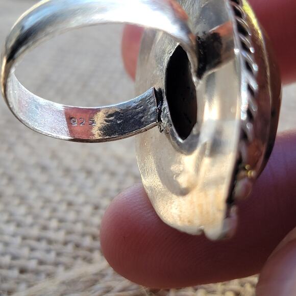 Handcrafted Sterling Silver Rhodochrosite Ring, Size 8.5 Natural Stone Jewelry - Picture 8 of 11